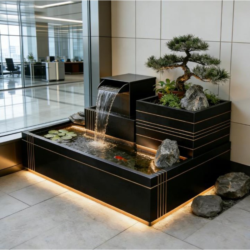 Stainless Steel Waterfall Feat - огляд і ціна Bonsai Garden With Koi Pond