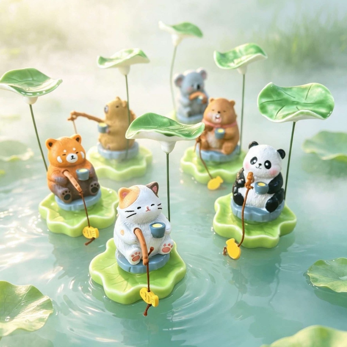 Cute Fishing Animal Figurine R - огляд і ціна Bonsai Garden Art